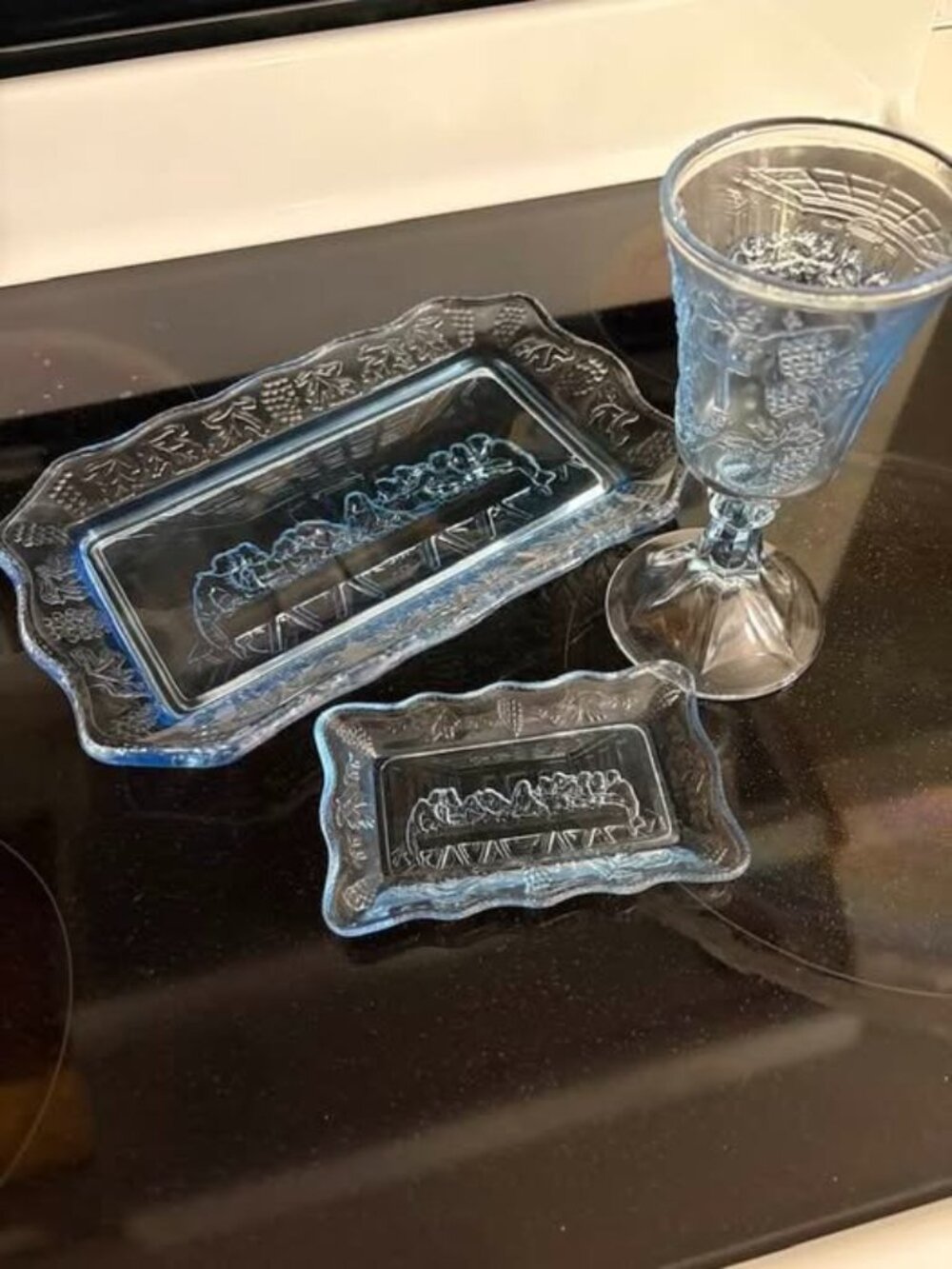 Tiara The Lord's Last Supper Bread Tray and Butter Dish and Communion/Wine Glass